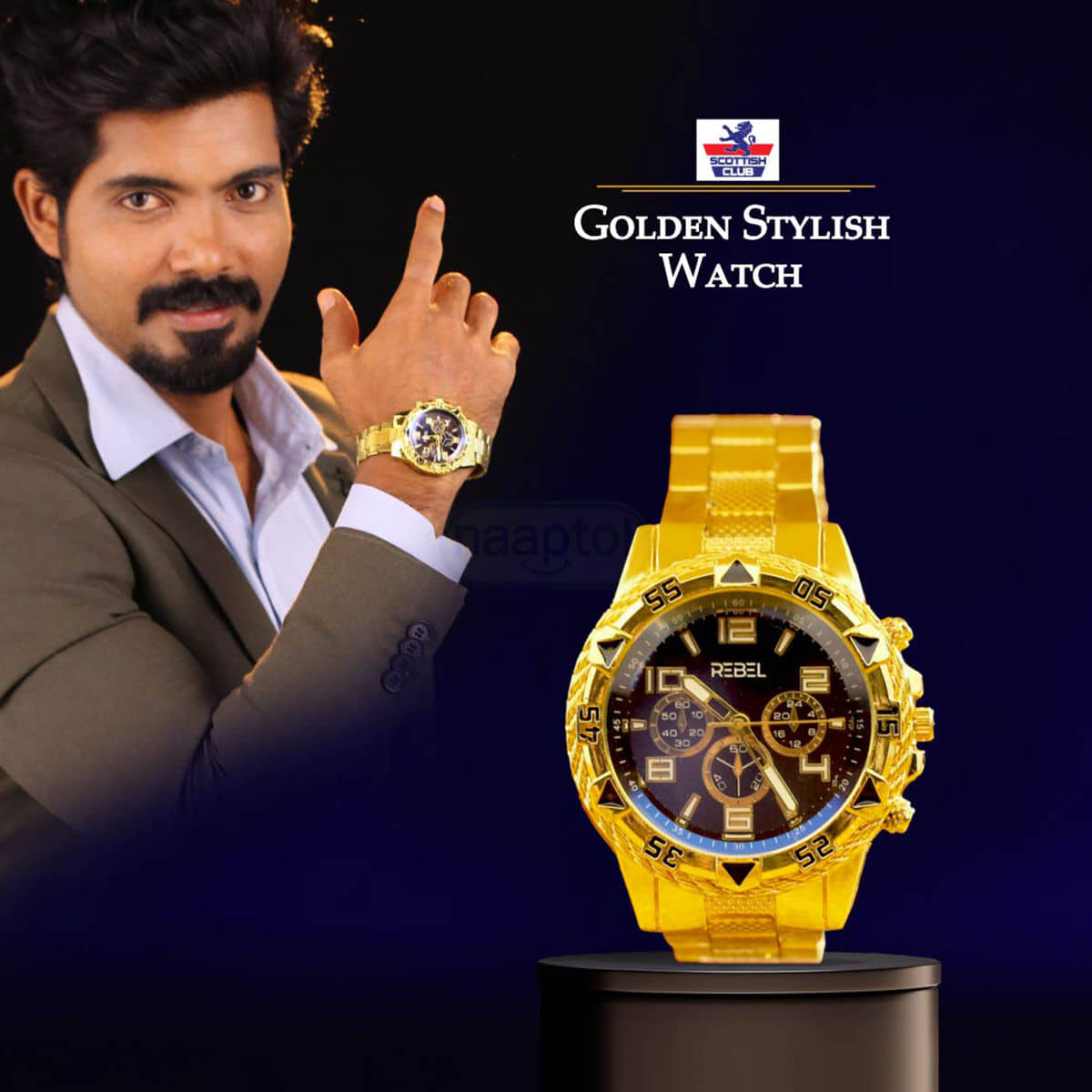 Fadiso Fashion Gold Stainless Steel Analog Men's Watch