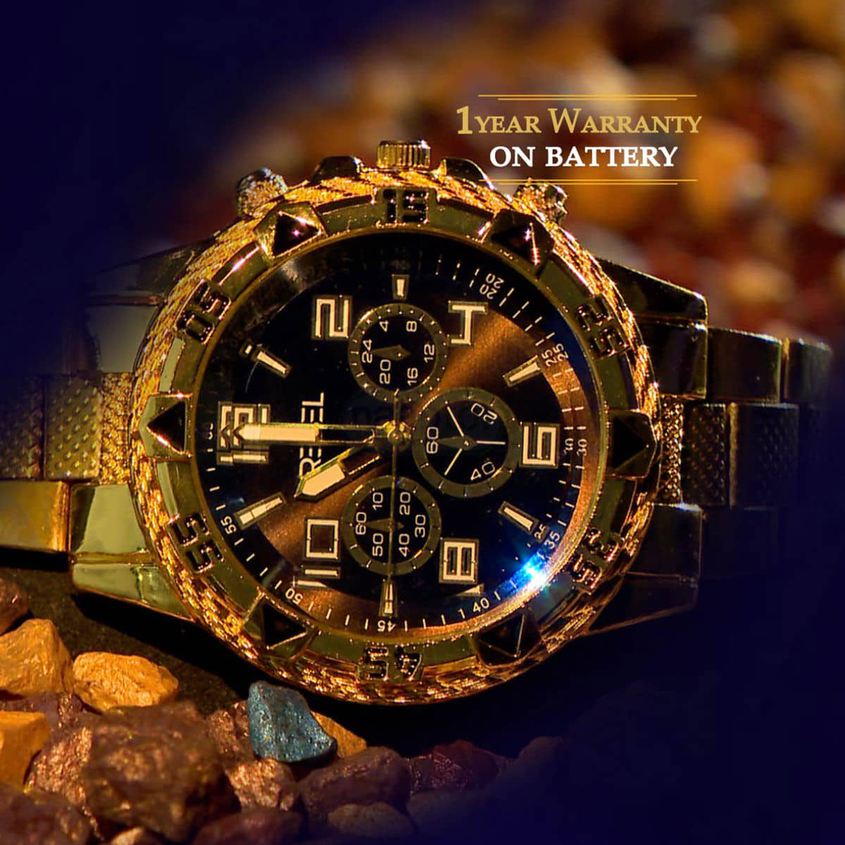 Fadiso Fashion Gold Stainless Steel Analog Men's Watch