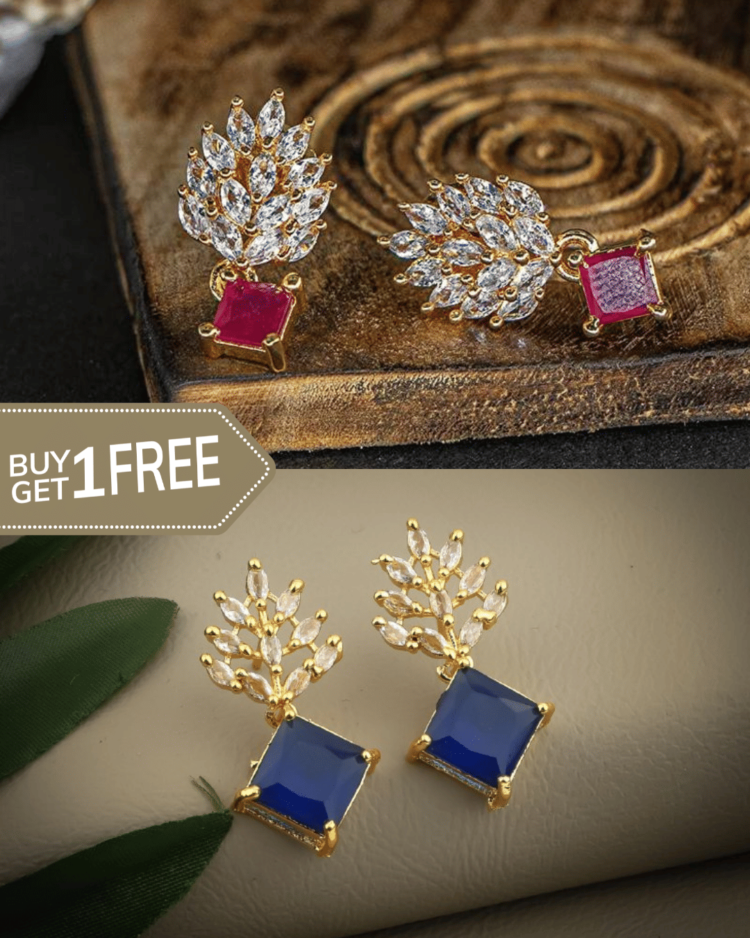 MGSV Gold Stud Earrings ( Pack of 2 ) - Earrings | Buy online on ZillyBuy