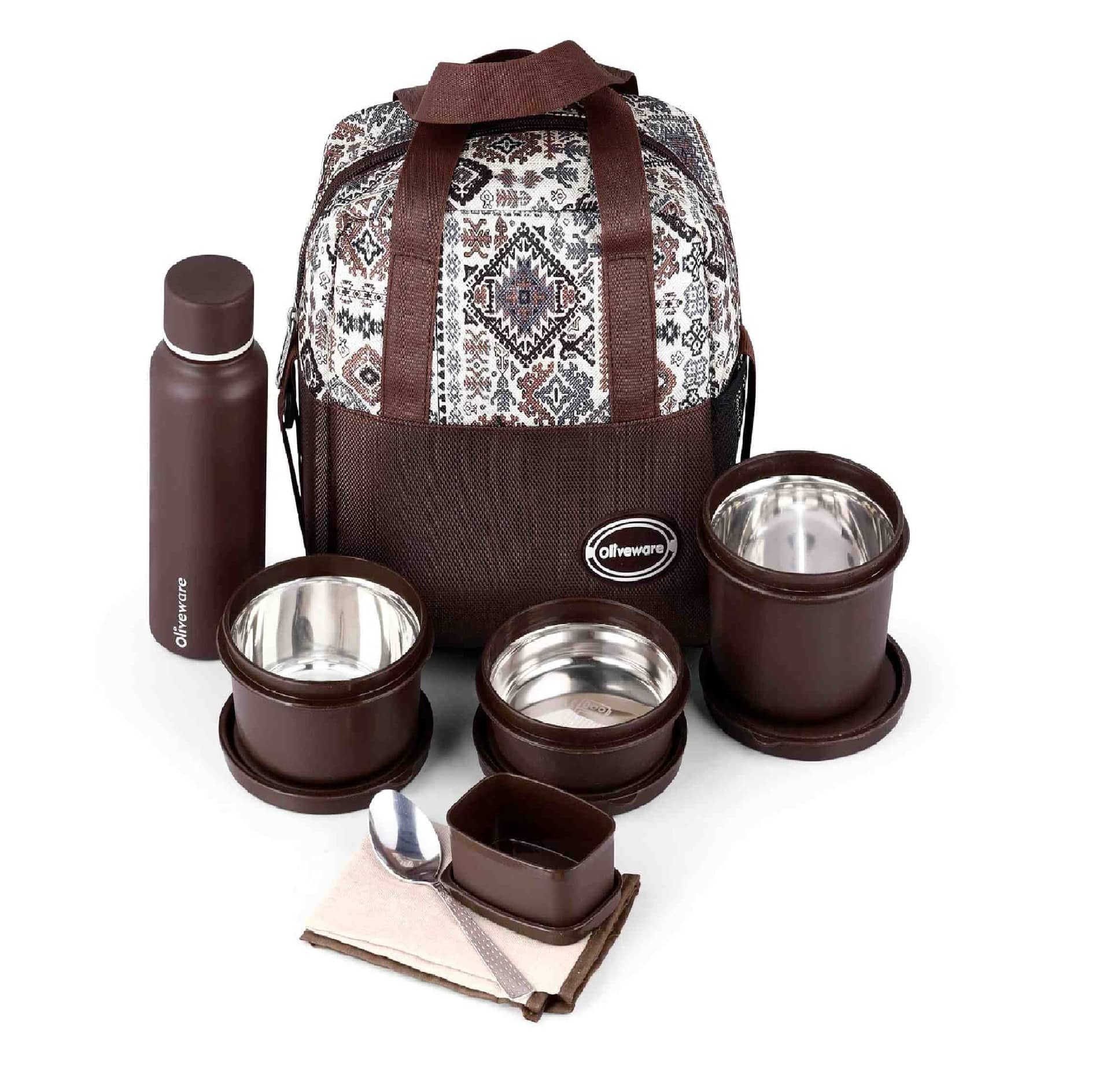 Oliveware Marina Stainless Steel Lunch Box 3 - Container ( Pack of 1 )