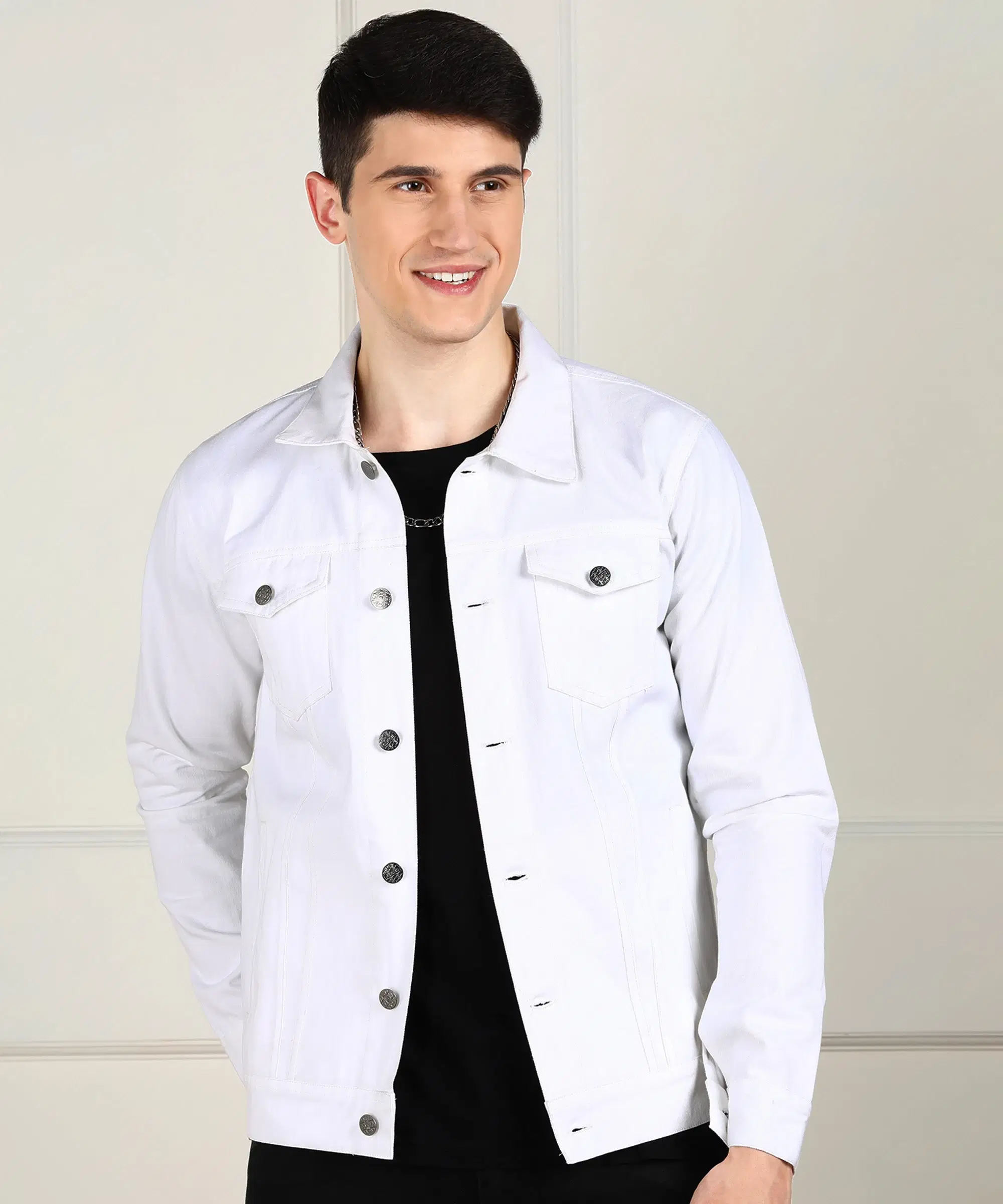 Montrez Cotton Blend Men's Denim Jacket - White ( Pack of 1 ) - Jackets & Coats | Buy online on ZillyBuy