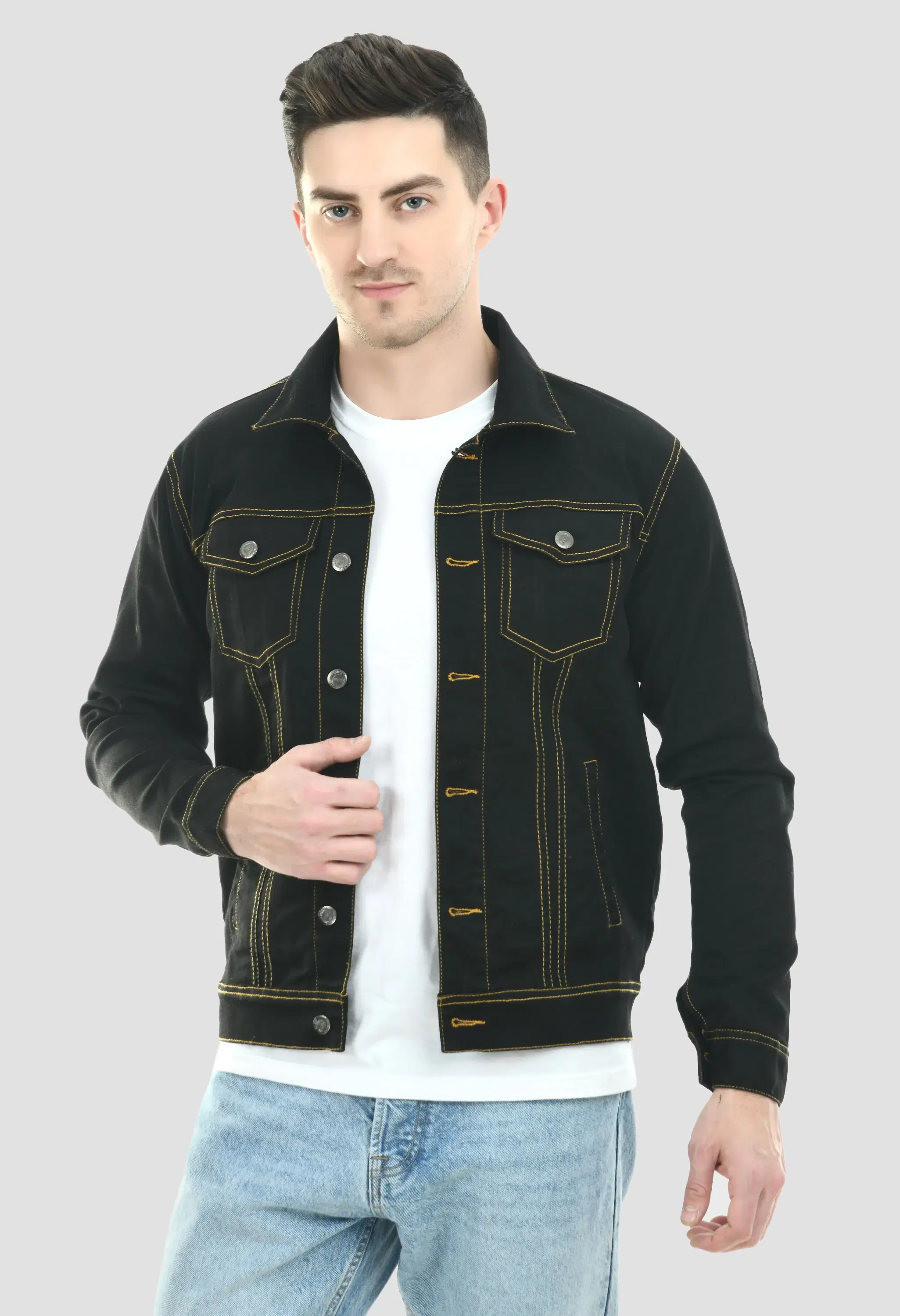 Montrez Denim Men's Denim Jacket - Black ( Pack of 1 ) - Jackets & Coats | Buy online on ZillyBuy
