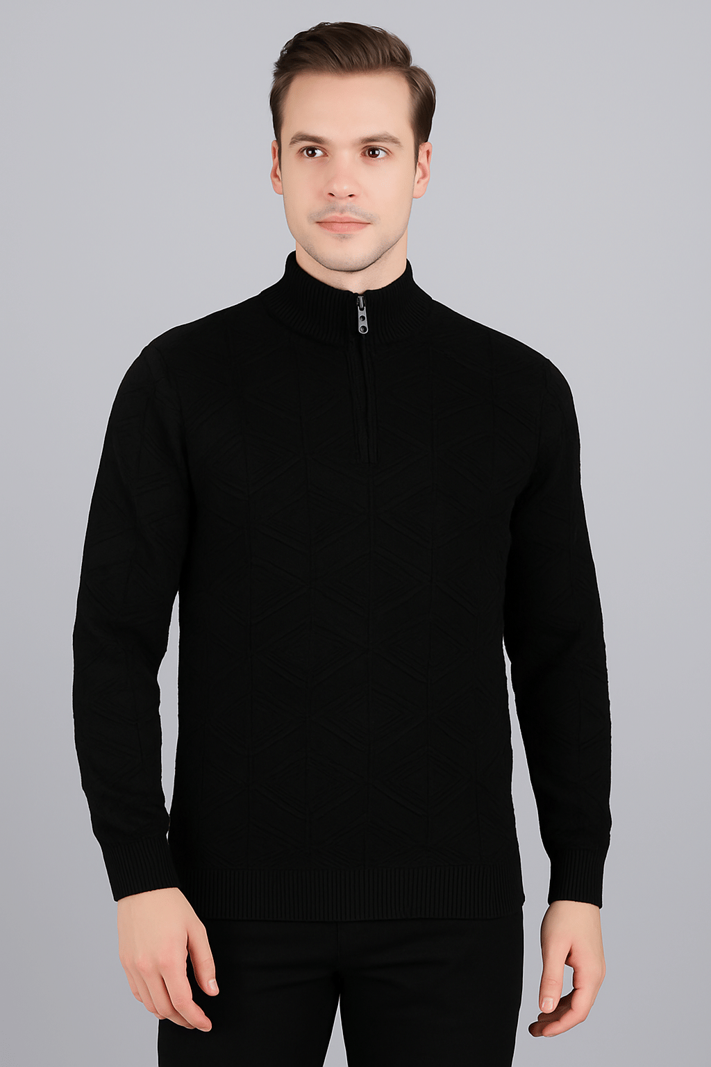 Buy FEVERFEW Woollen High Neck Men's Full Sleeves Pullover Sweater