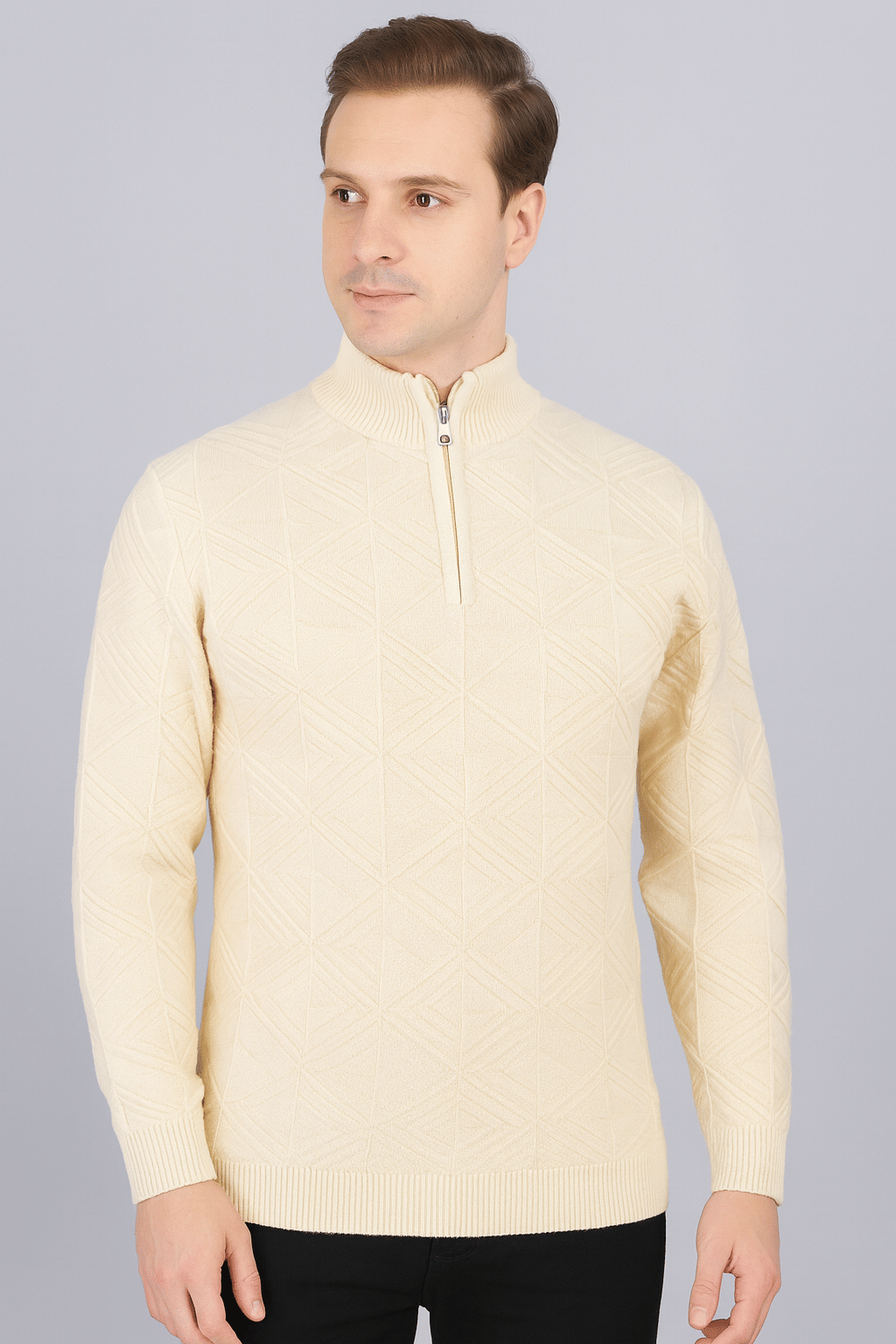 Buy FEVERFEW Woollen High Neck Men's Full Sleeves Pullover Sweater