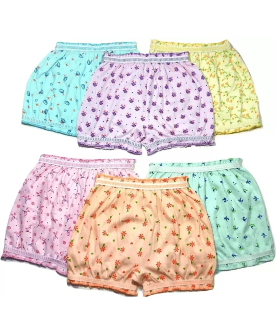 KIDBIRD Pack of 6 Cotton Bloomers For Baby Girls ( Multicolor )