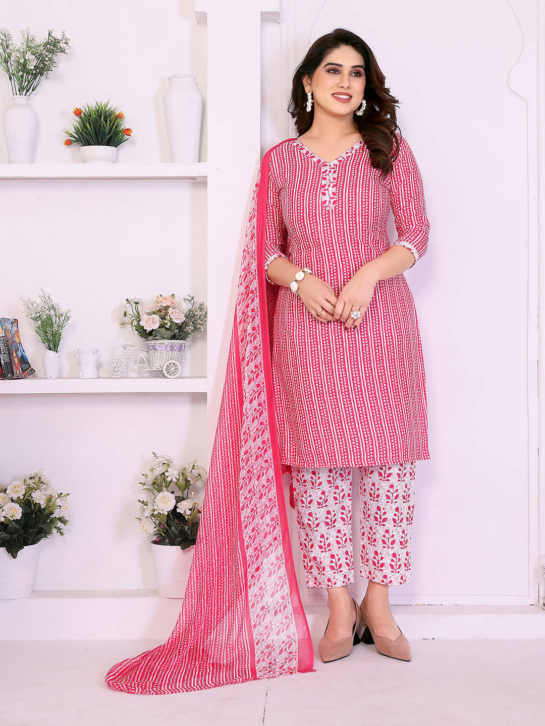 Kashvi Women Crepe Unstitched Dress Material ( Pink ) - Unstitched Fabrics | Buy online on ZillyBuy
