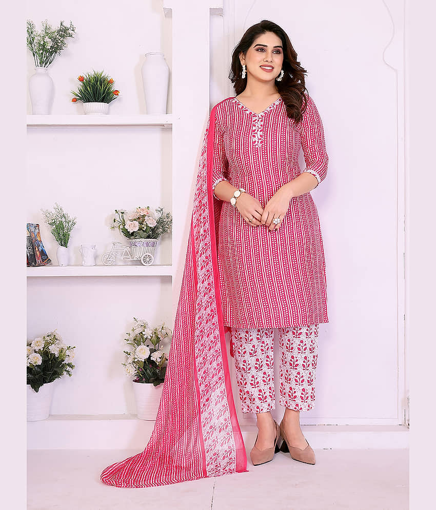 Kashvi Women Crepe Unstitched Dress Material ( Pink ) - Unstitched Fabrics | Buy online on ZillyBuy