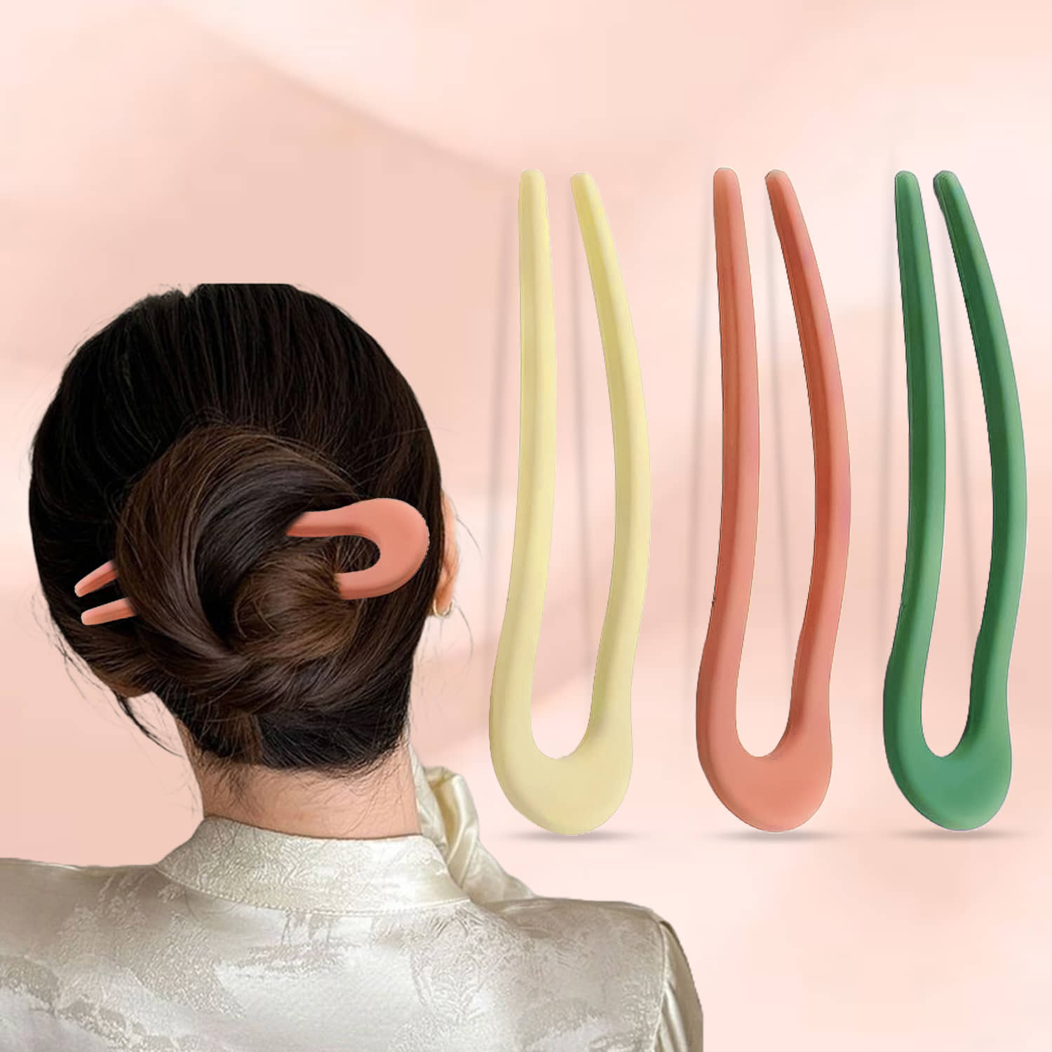 Lykaa U-Shaped Hair Fork Pins for Women & Girls | Matte Finish Bun Sticks Juda Pin | Durable Plastic Hair Accessories for Daily & Casual Wear-3Pcs, Multicolour - Jewellery Sets | Buy online on ZillyBuy