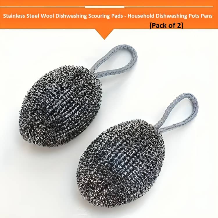Multi Deal Stainless Steel Wool Dishwashing Scouring Pads - Household Dishwashing Pots Pans (Pack of 2) - Body Care - Loofah and Other Tools | Buy online on ZillyBuy