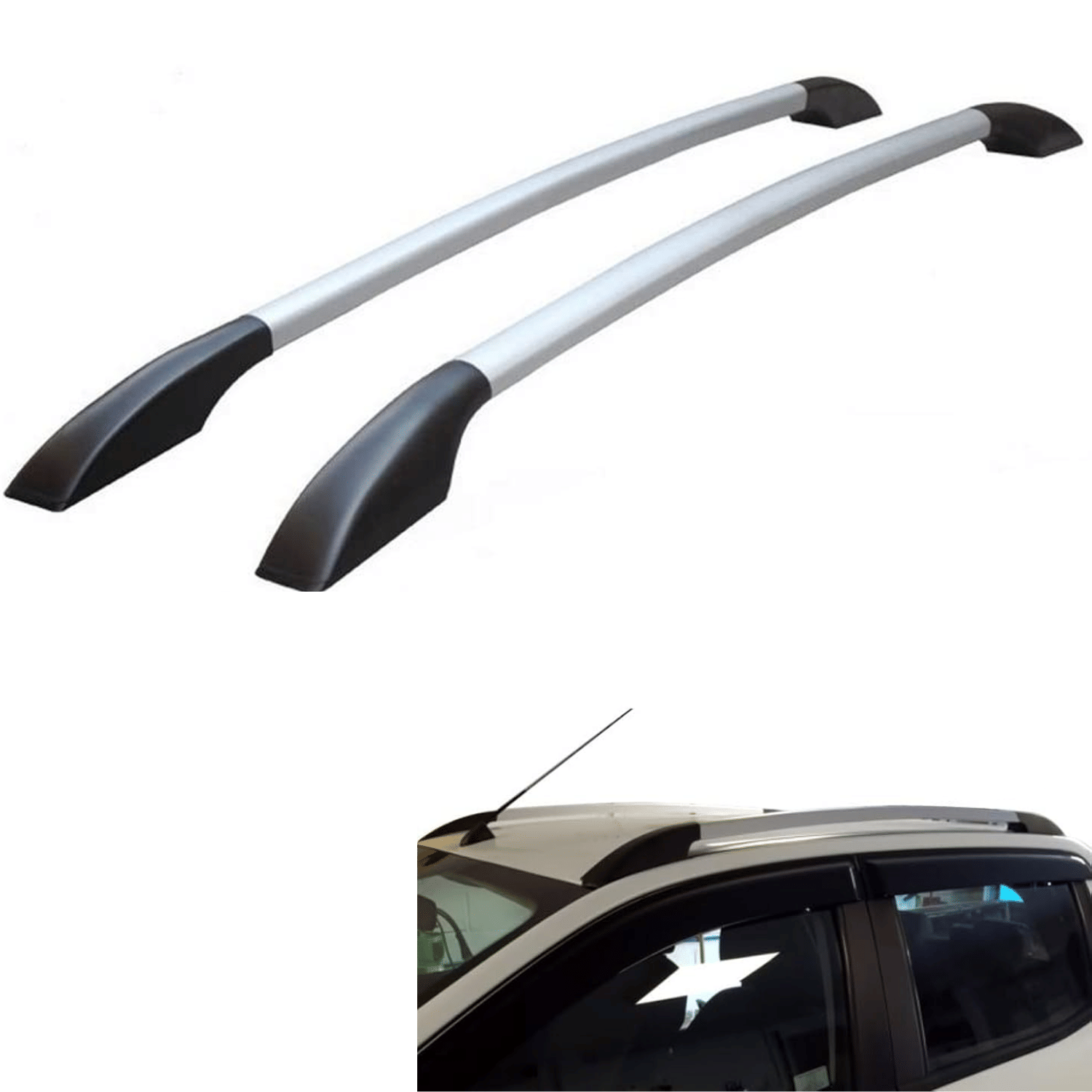 Aksmit Universal Vehicles , New Silk Roof Rail – Made from durable ABS plastic material, designed specifically offering long-lasting strength and a stylish finish. ( Sliver )