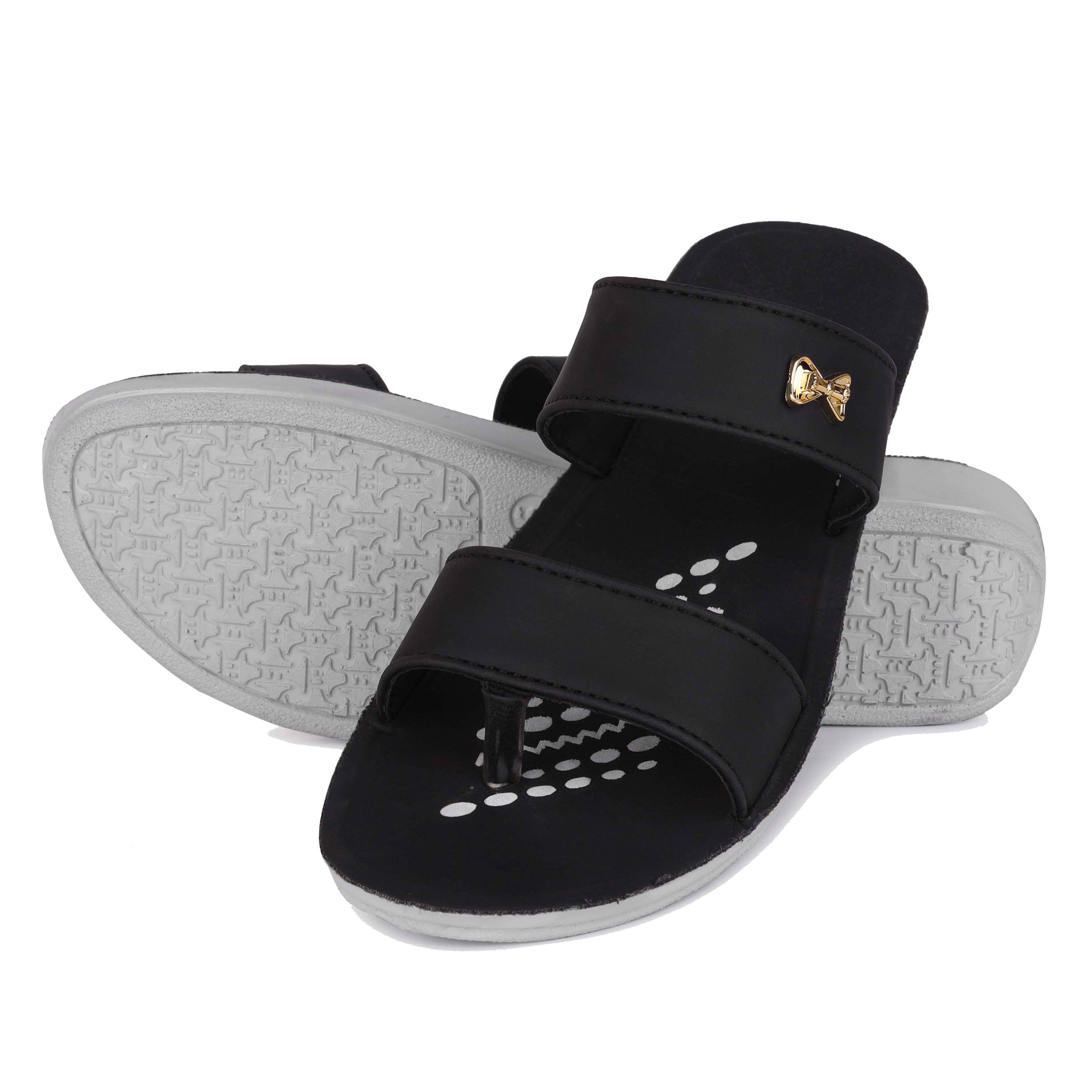 PENNEN Black Women's Floater Sandals