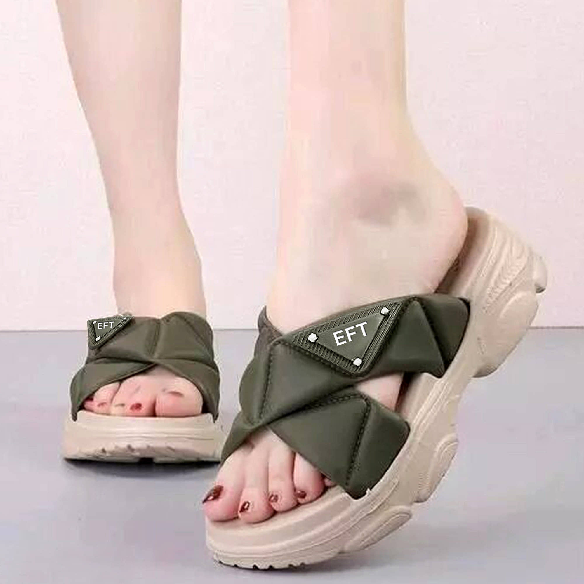 PENNEN Green Women's Floater Sandals