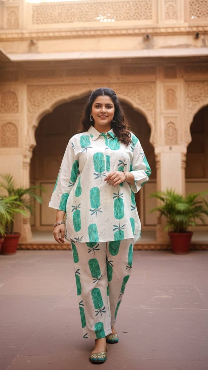 Flavia Creation Women Printed Shirt With Trousers Co-Ord Set ( Multicolor )