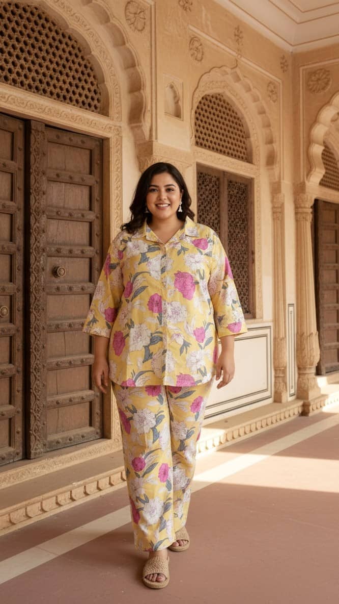 Flavia Creation Women Printed Shirt With Trousers Co-Ord Set ( Multicolor )