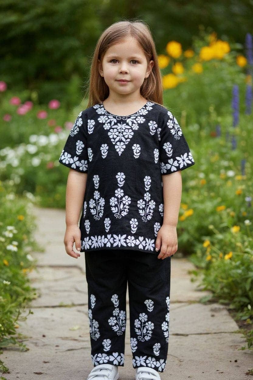 Mullick the designer Pack of 1 Girls Rayon T-shirts & Palazzo ( Black )