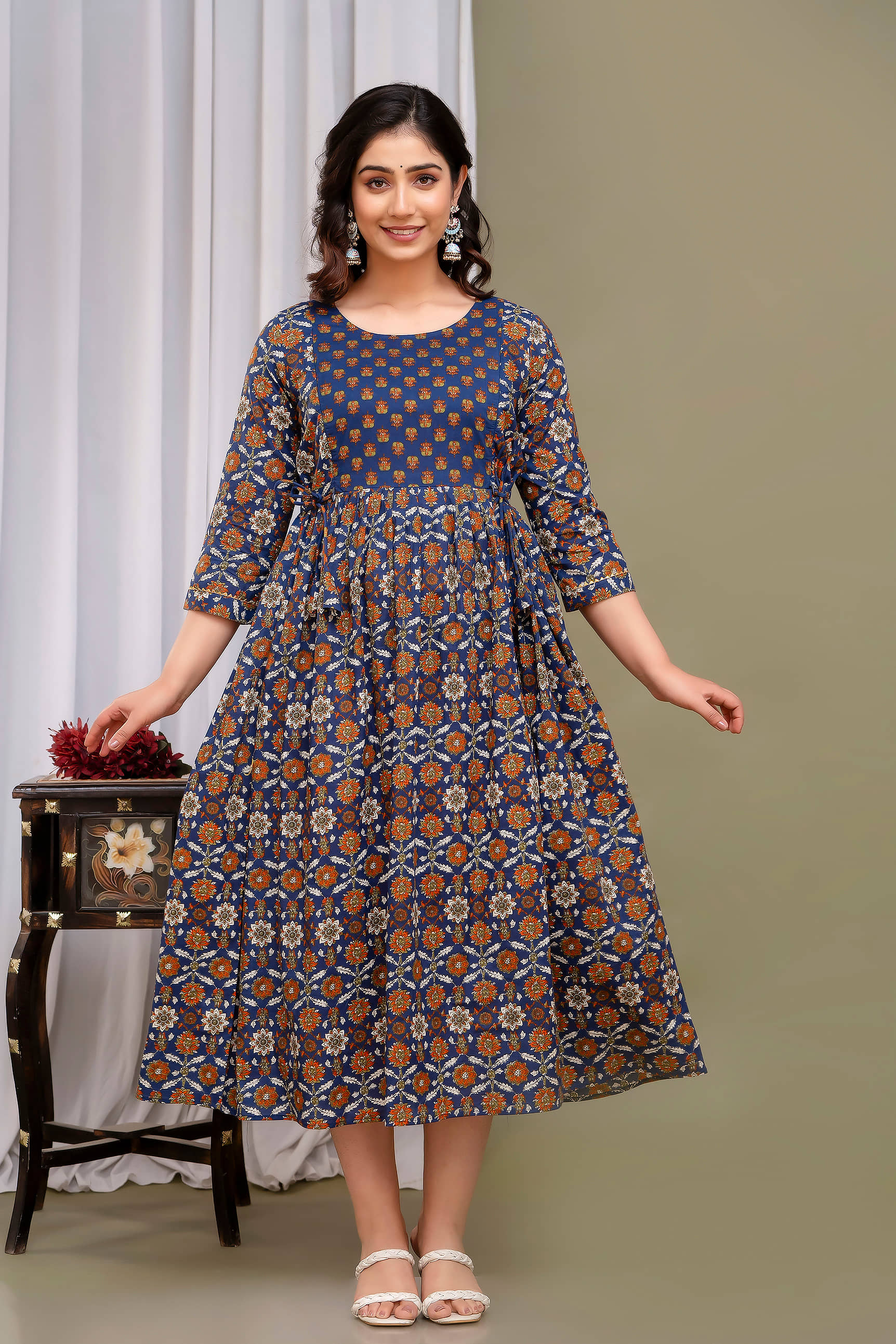 Nevisha Style Women Cotton Printed Anarkali Kurti ( Multicoloured ) - Kurtis, Tunics | Buy online on ZillyBuy