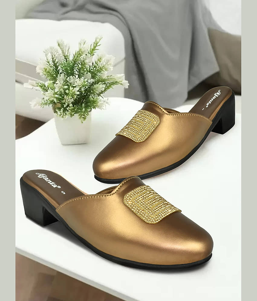 Ajanta Gold Women's Slip On Heels - Heels | Buy online on ZillyBuy