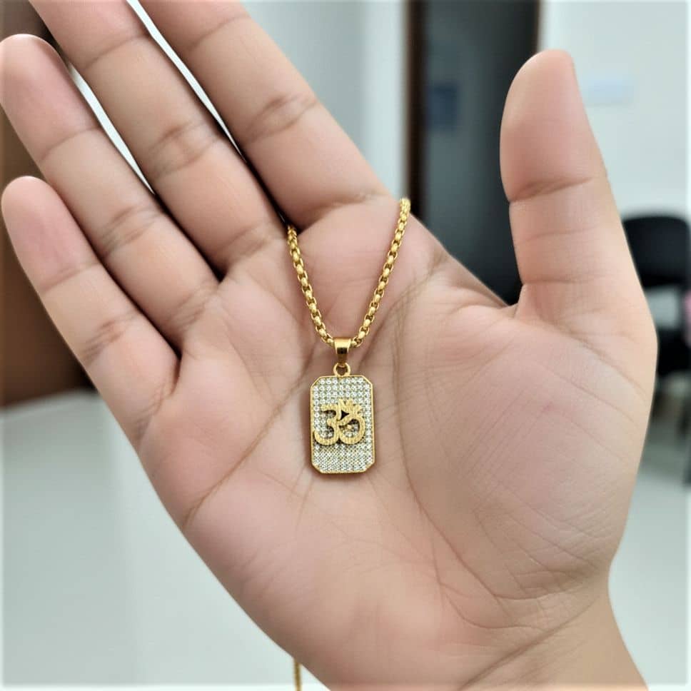 Charms Gold Religious Pendant With Chain ( Pack of 1 )