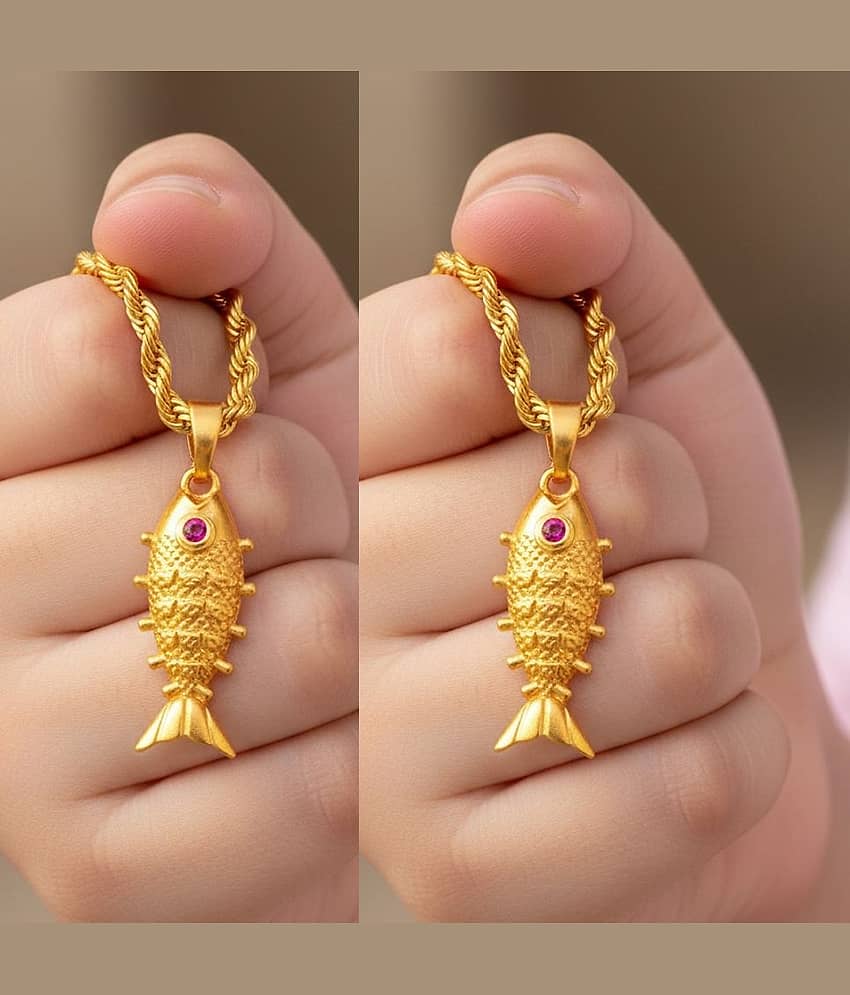 Charms Gold Religious Pendant With Chain ( Pack of 2 ) - Jewellery Sets | Buy online on ZillyBuy