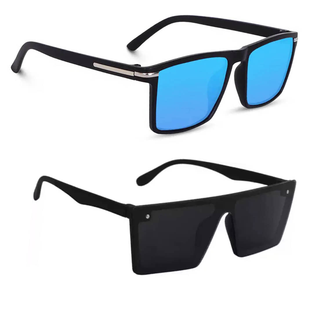Elligator Black Rectangular Sunglasses ( Pack of 2 ) - Sunglasses | Buy online on ZillyBuy