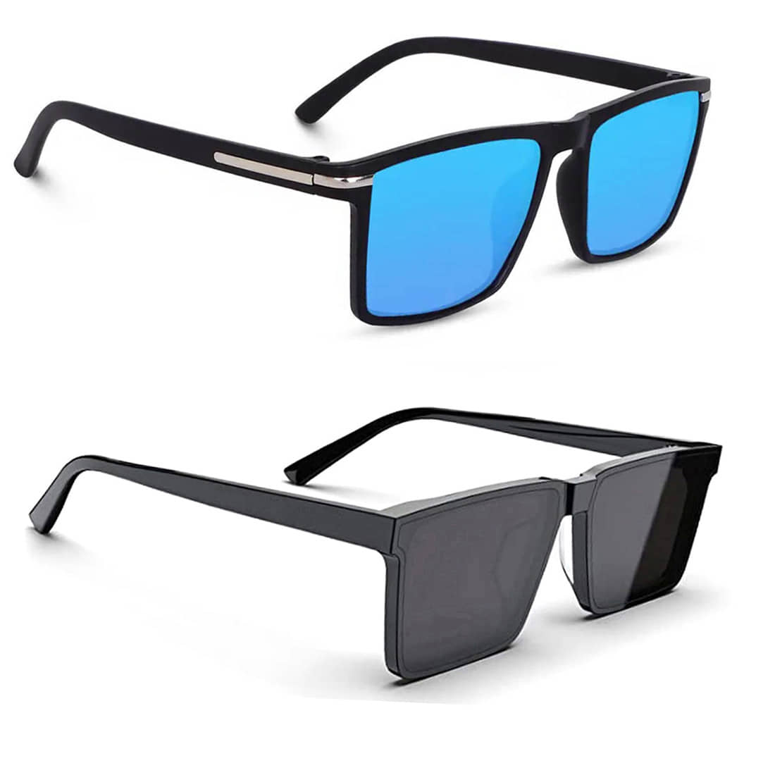 Elligator Black Rectangular Sunglasses ( Pack of 2 ) - Sunglasses | Buy online on ZillyBuy