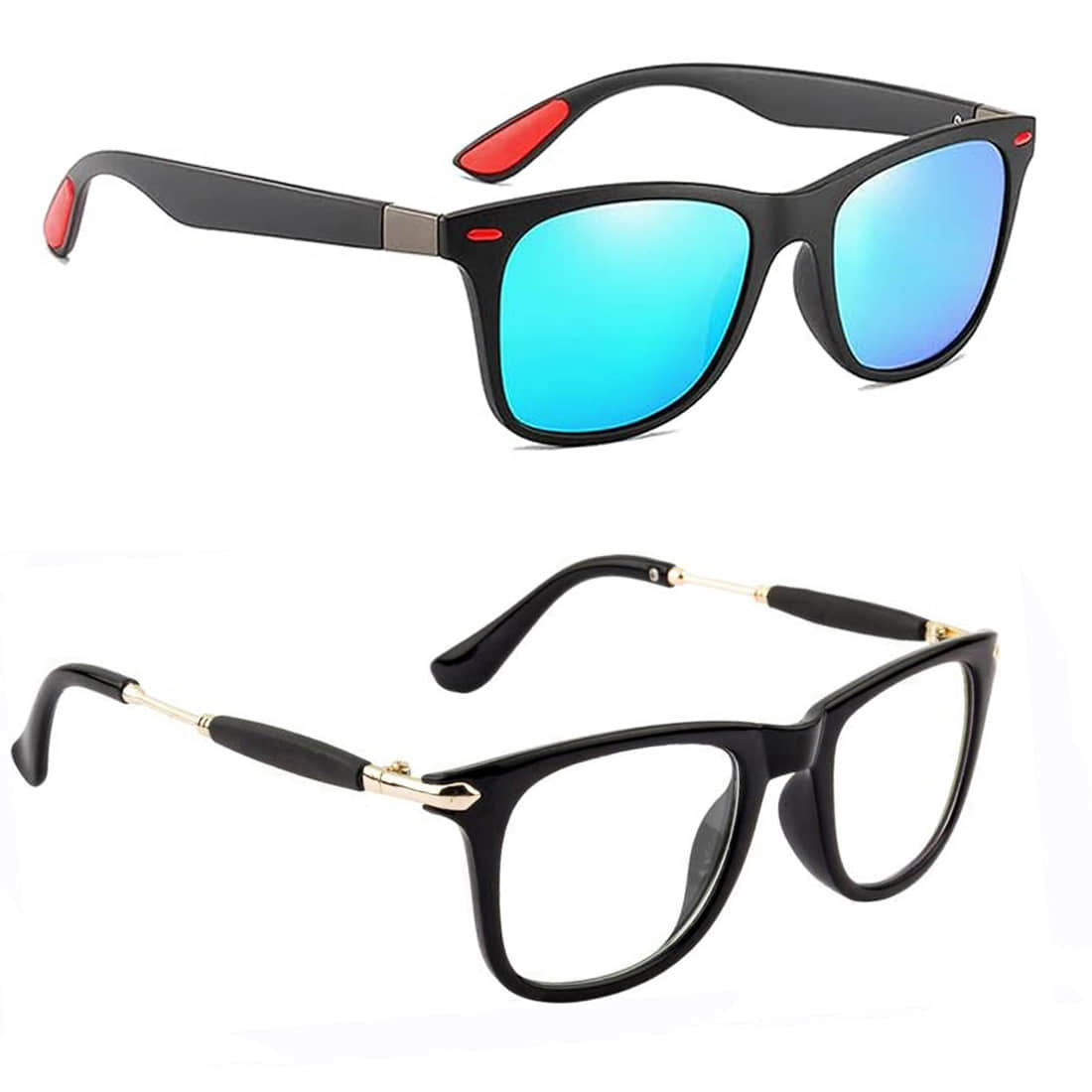Elligator Black Rectangular Sunglasses ( Pack of 2 )