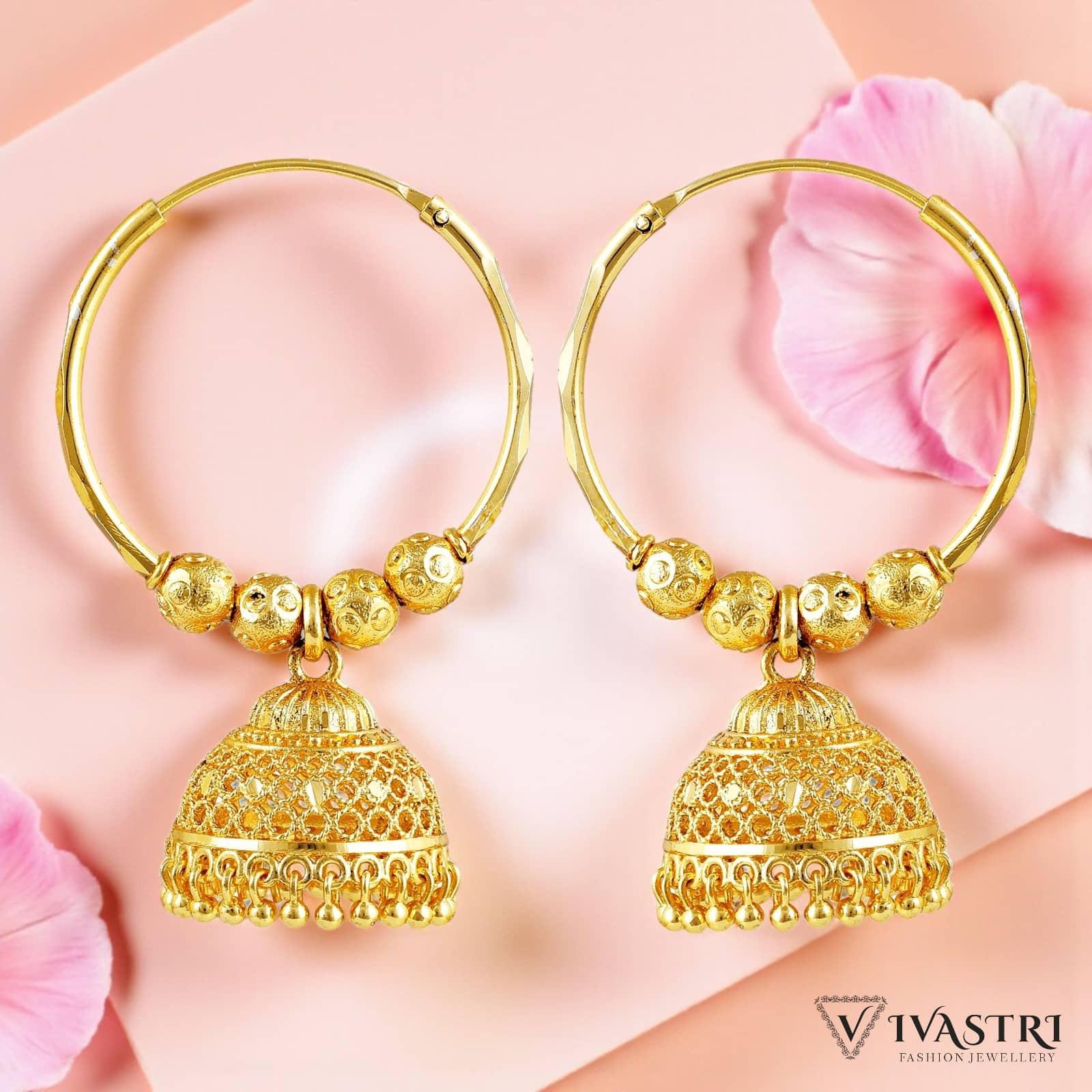 VIVASTRI Gold Jhumki Earrings ( Pack of 1 ) - Earrings | Buy online on ZillyBuy