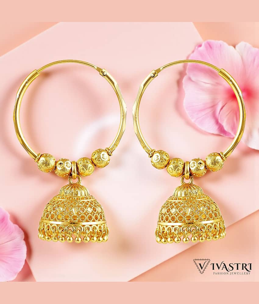VIVASTRI Gold Jhumki Earrings ( Pack of 1 ) - Earrings | Buy online on ZillyBuy