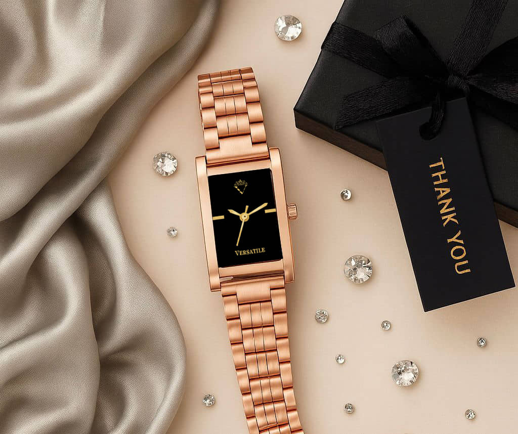 Versatile Rose Gold Metal Analog Womens Watch