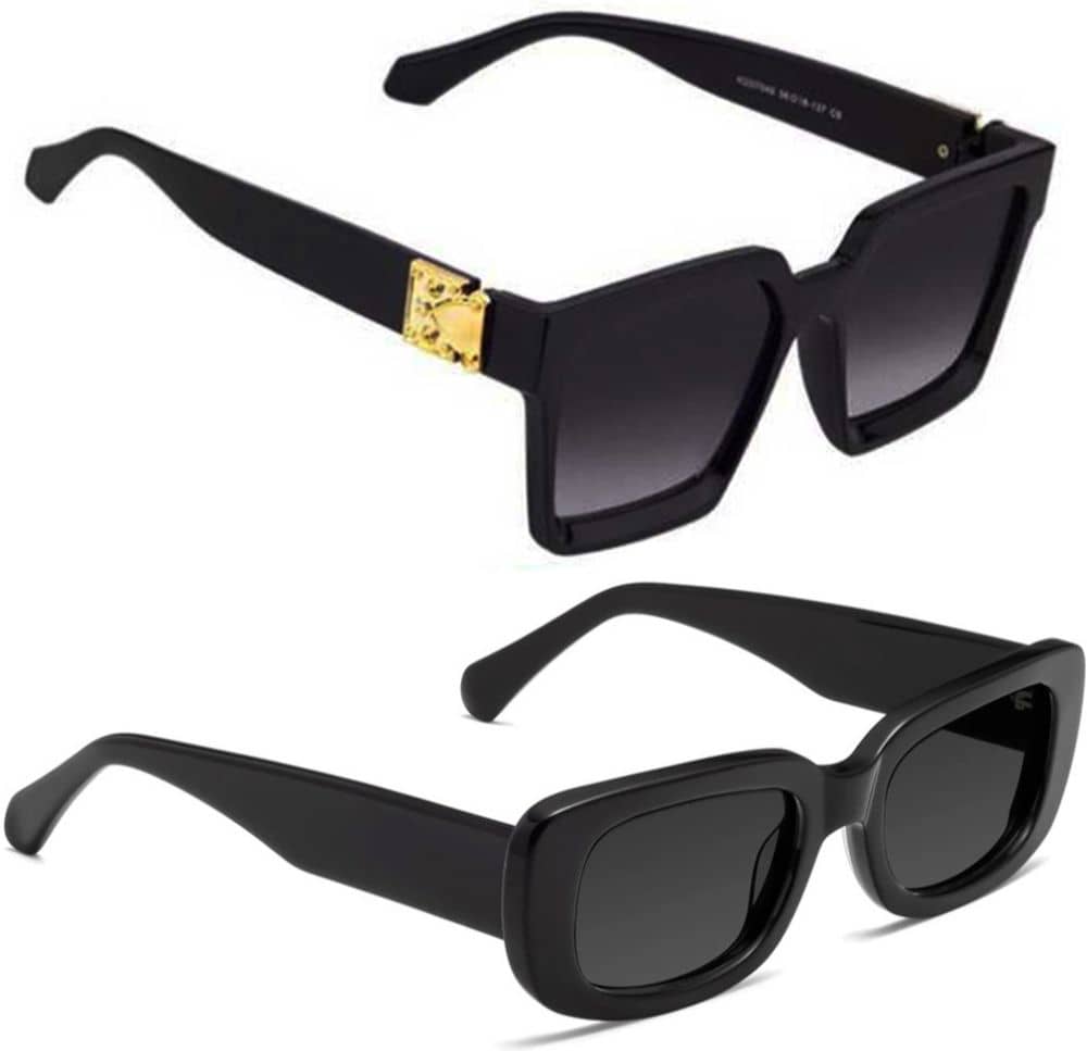 Elligator Black Oversized Sunglasses ( Pack of 2 ) - Sunglasses | Buy online on ZillyBuy