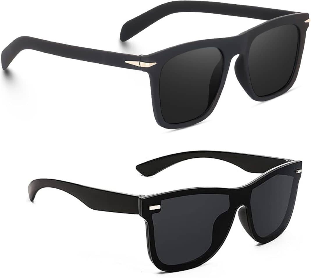 Elligator Black Rectangular Sunglasses ( Pack of 2 ) - Sunglasses | Buy online on ZillyBuy