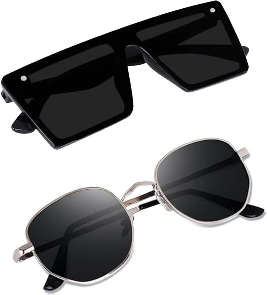 Elligator Black Rectangular Sunglasses ( Pack of 2 ) - Sunglasses | Buy online on ZillyBuy