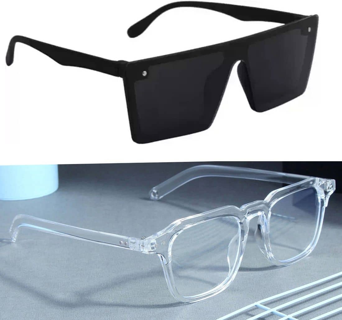 Elligator Black Rectangular Sunglasses ( Pack of 2 ) - Sunglasses | Buy online on ZillyBuy