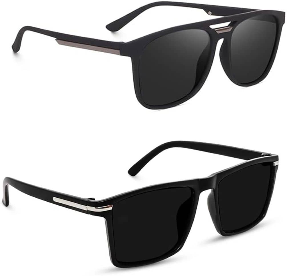 Elligator Black Rectangular Sunglasses ( Pack of 2 ) - Sunglasses | Buy online on ZillyBuy
