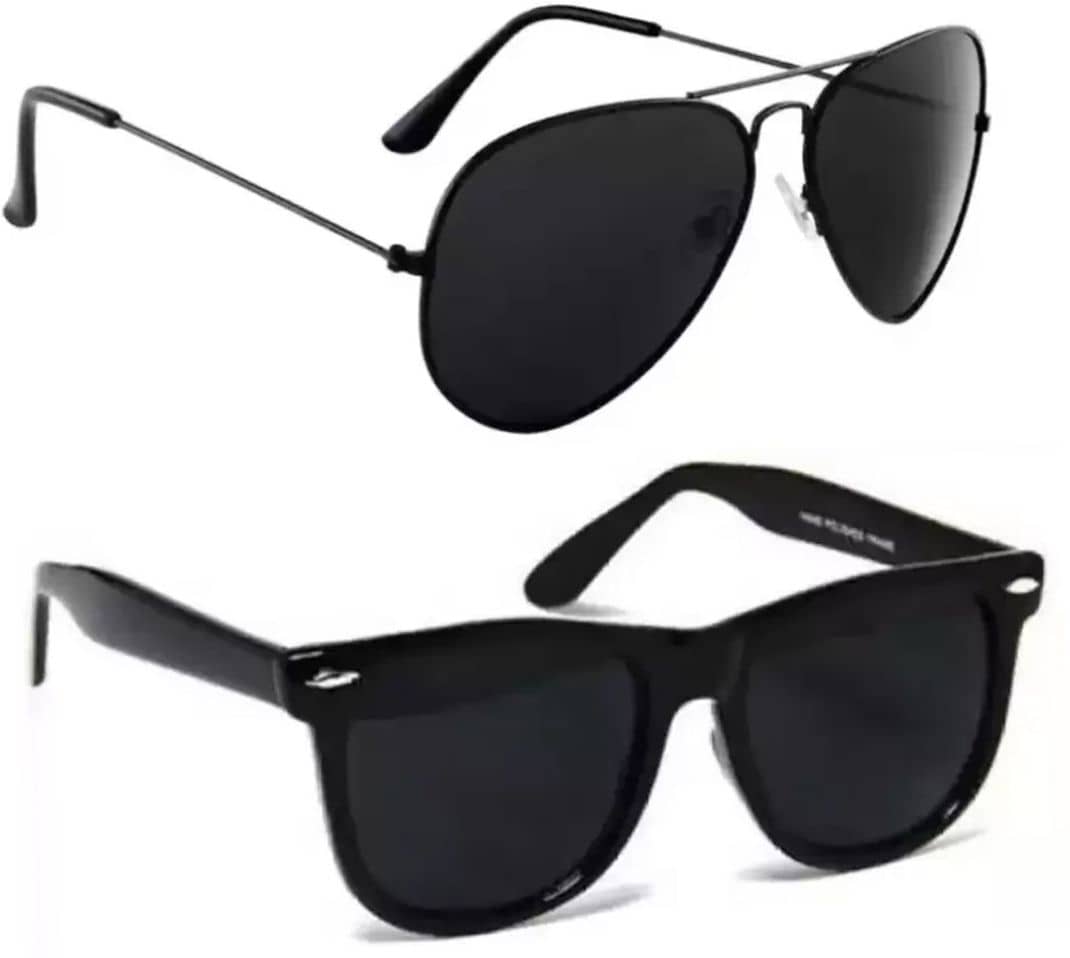 Elligator Black Rectangular Sunglasses ( Pack of 2 )
