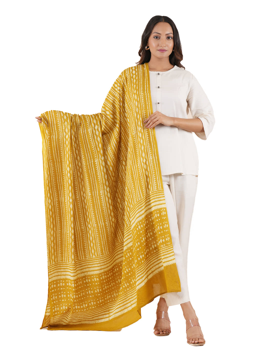 STYLE SHOES Cotton Women Dupatta ( Mustard , Pack of 1 ) - Dupattas & Shawls | Buy online on ZillyBuy