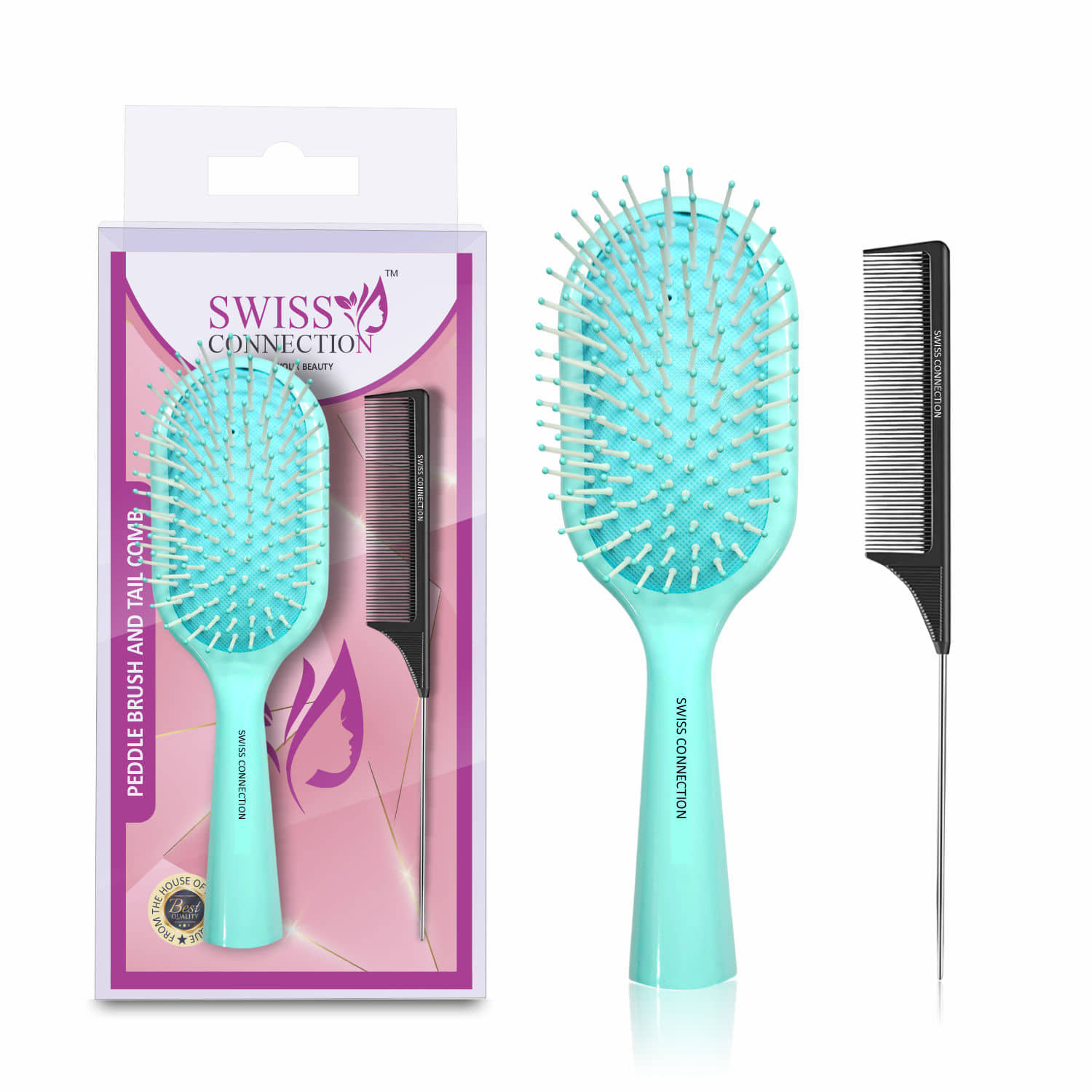Swiss Connection Paddle Brush For All Hair Types ( Pack of 2 )