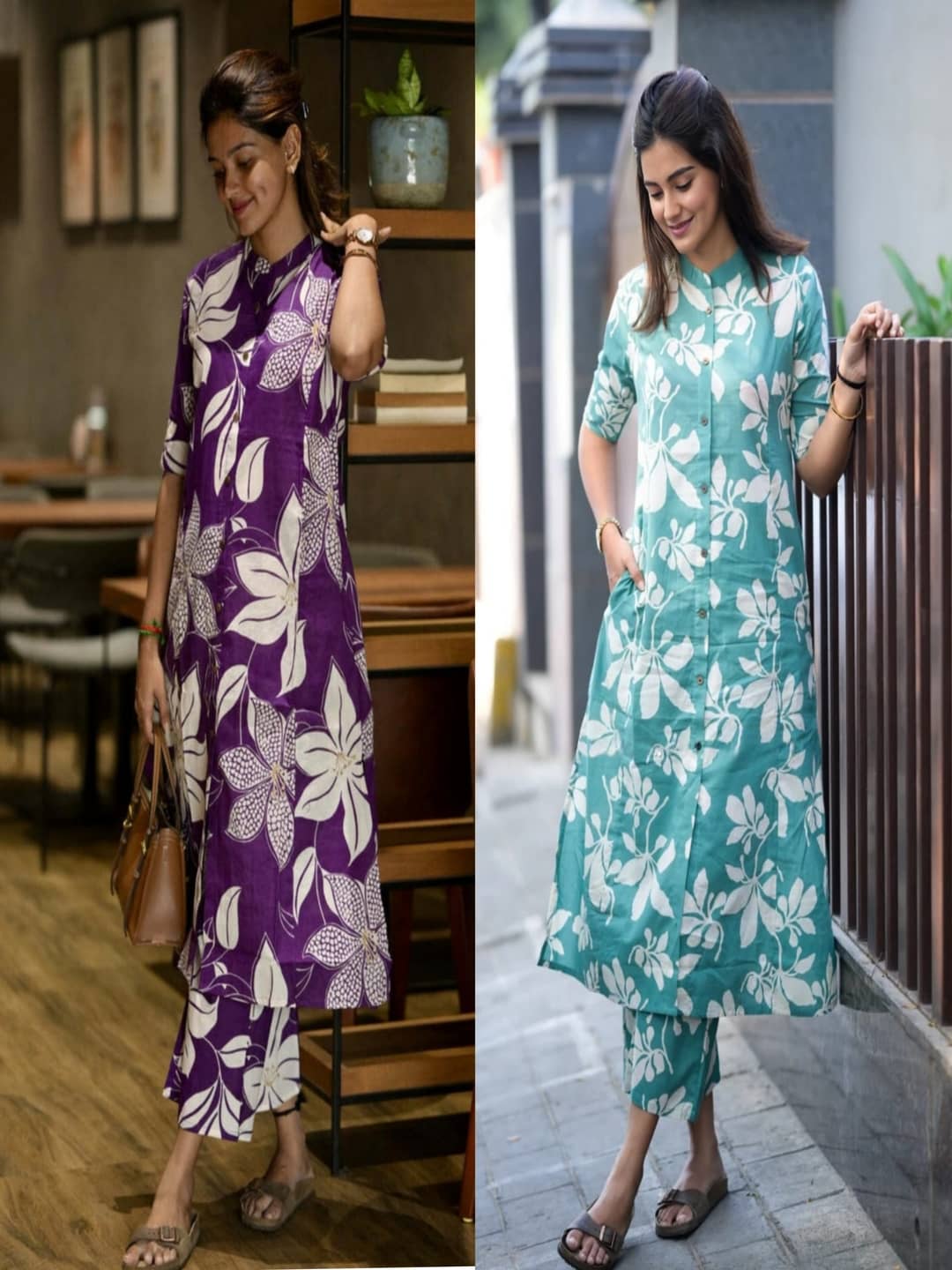 YAGNIK FASHION Women Rayon Printed A-line Kurti With Palazzo ( Multicolor )