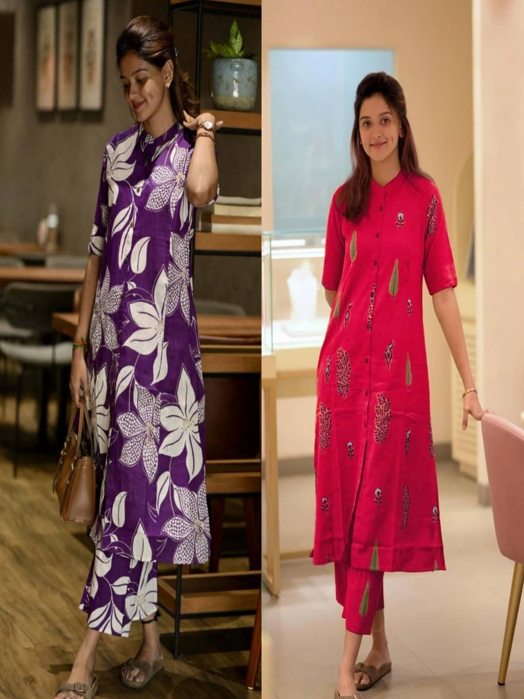 YAGNIK FASHION Women Rayon Printed A-line Kurti With Palazzo ( Multicolor )