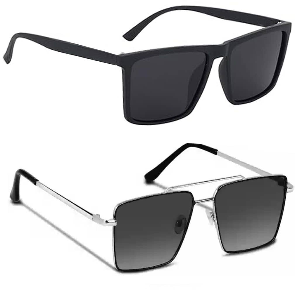 Elligator Black Square Sunglasses ( Pack of 2 ) - Sunglasses | Buy online on ZillyBuy