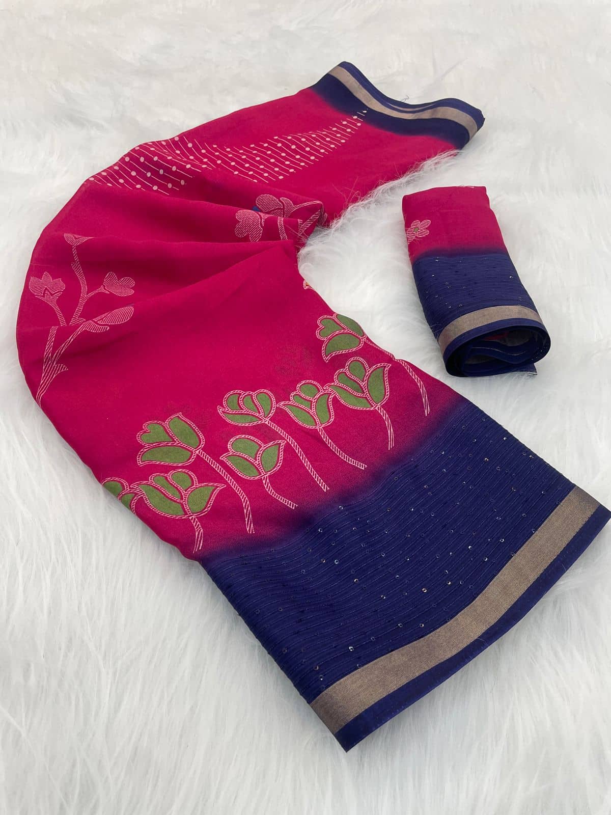 Bhuwal Fashion Crepe Printed Regular Saree With Unstitched Blouse Piece ( Yellow )