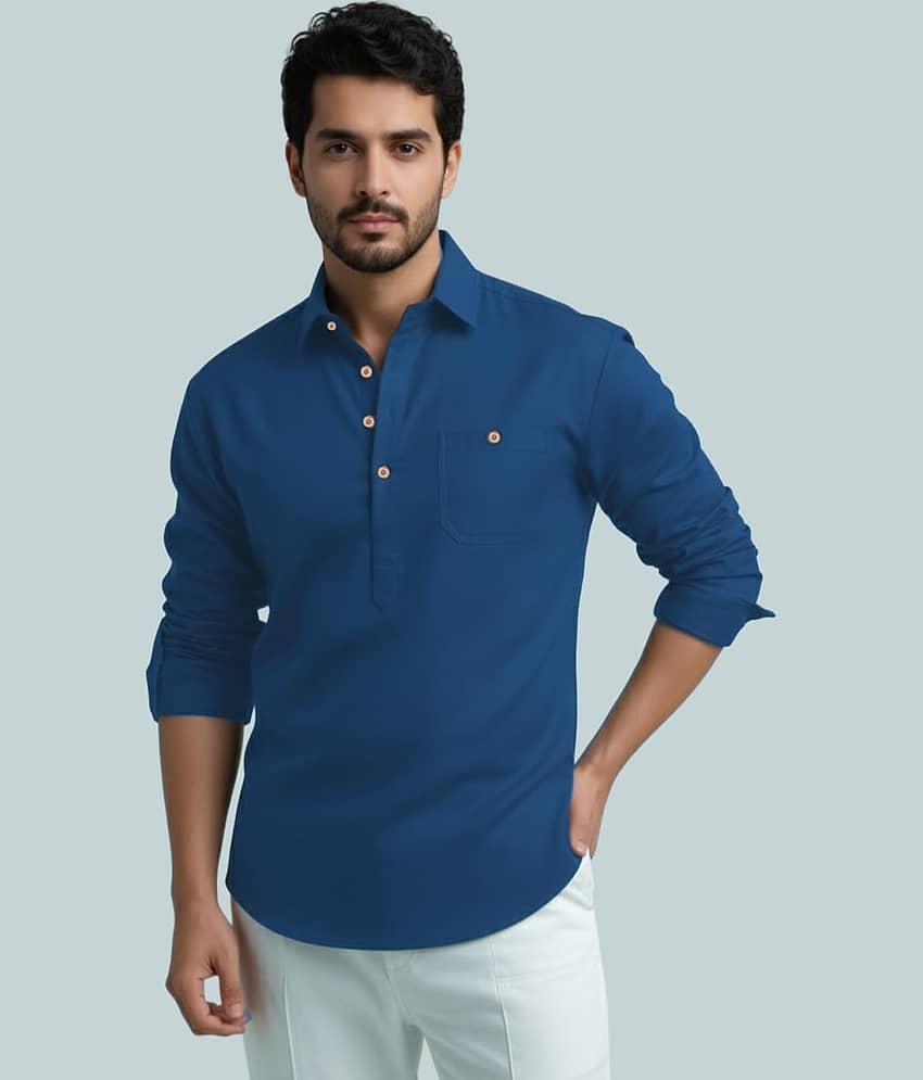 Yugnik Cotton Blend Plain Shirt Style Kurta For Men ( White ) - Kurtas & Kurta Sets | Buy online on ZillyBuy