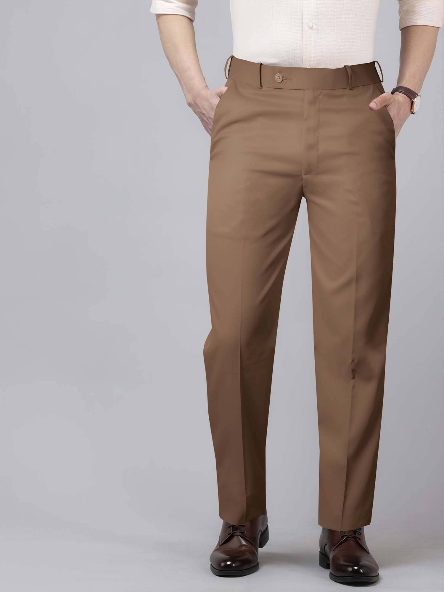 JB JUST BLACK Regular Men's Formal Trouser - Khaki ( Pack of 1 ) - Trousers | Buy online on ZillyBuy