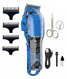 Geemy LED Display Blue Cordless Beard Trimmer With 120 minutes Runtime
