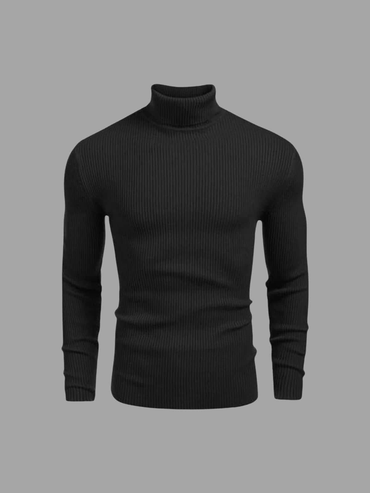 OLENE Woollen High Neck Men's Full Sleeves Pullover Sweater - Black ( Pack of 1 )