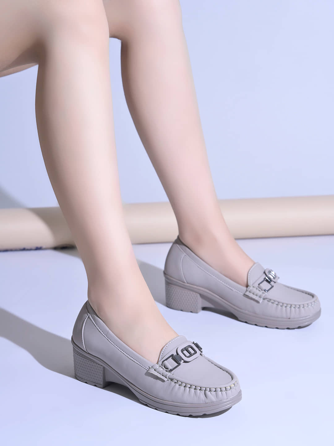 Shoetopia Light Grey Women's Loafers - Casual Shoes | Buy online on ZillyBuy