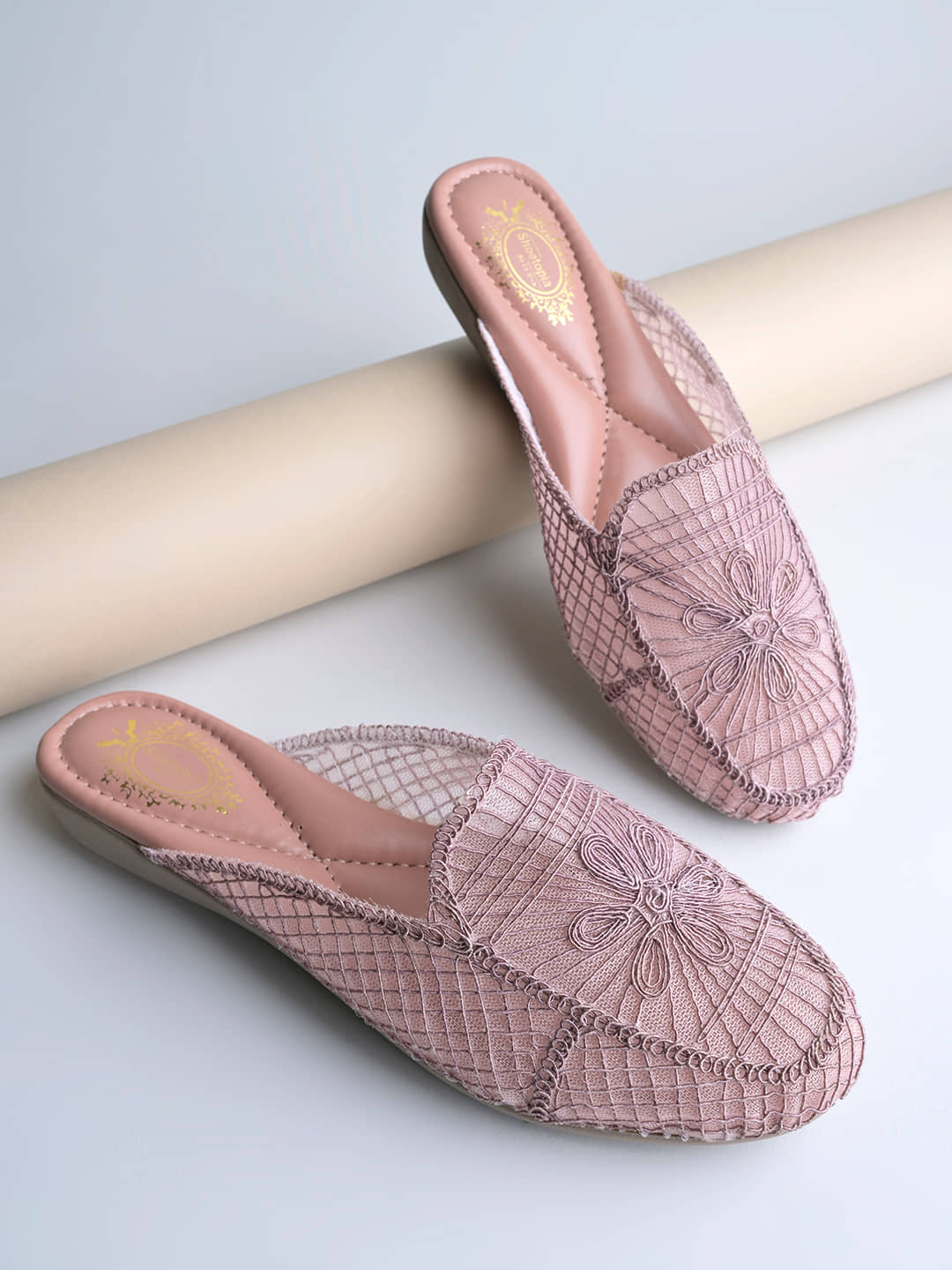 Shoetopia Light Grey Women's Mules Flats