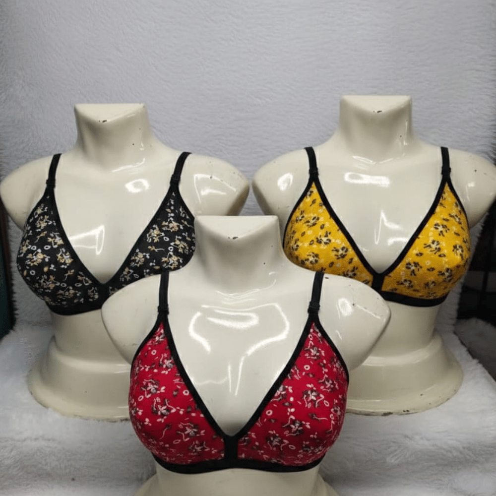 love girl Pack of 3 Cotton Blend Non Padded Everyday Bra For Women ( Multicolor 3 )