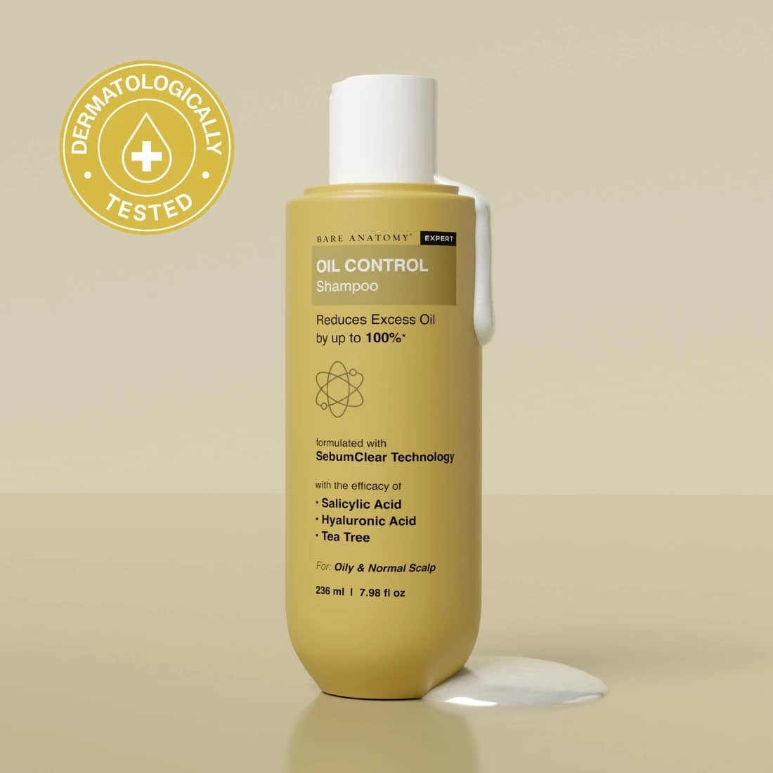 Bare Anatomy Oil Control Shampoo with Salicylic Acid, Hyaluronic Acid & Tea Tree, 236 ml