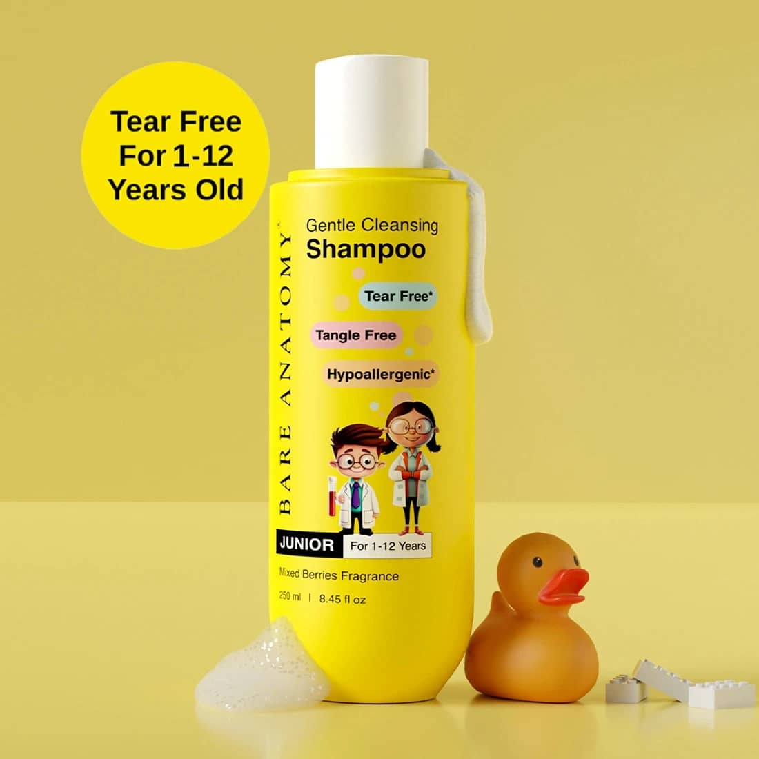 Bare Anatomy Junior Gentle Cleansing Kids Shampoo, Tear-free & Hypoallergenic for 1-12 Yr Old, 250 ml